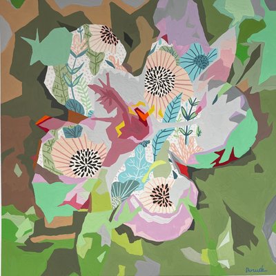 Floral Abstract #5, 2023 (gouache på papir) af Holly Boruck