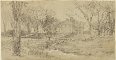 Stort hus, bæk og bro af Homer Dodge Martin