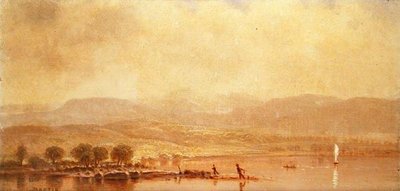 Misty Morning on te Hudson River (olie på lærred) af Homer Dodge Martin