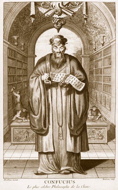 Kong-Fu-Tse, eller Confucius, Kinas mest berømte filosof, indgraveret af Henry Fletcher (fl.1729) af Honbleau