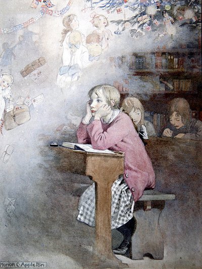 Dreams of Christmas (akvarel på papir) af Honor Charlotte Appleton
