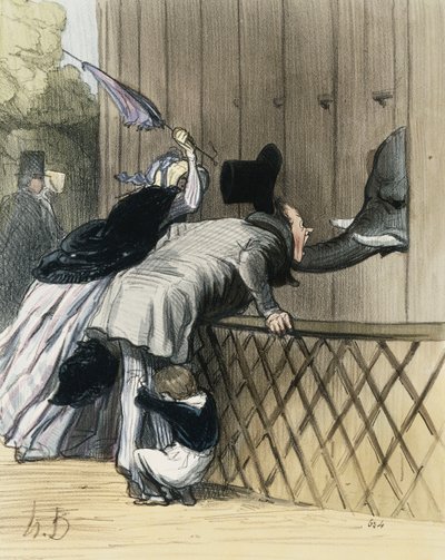 A Fright in the Jardin des Plantes, fra "Les Etrangers a Paris" af Honore Daumier, Aubert et Compagnie, 1844 af Honoré Daumier