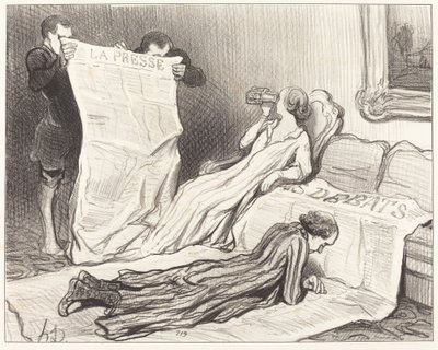 Abonnenter, der modtager deres avis... af Honoré Daumier