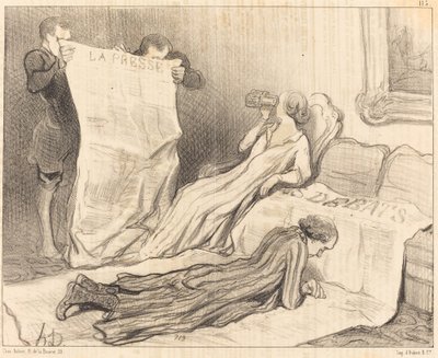 Abonnenter, der modtager deres avis... af Honoré Daumier