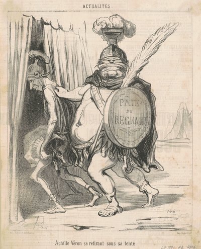 Achille Vèron trækker sig tilbage til sit telt af Honoré Daumier