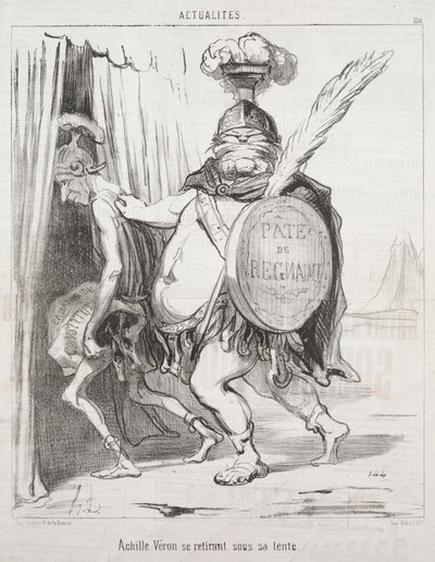 Aktualiteter: Achilles trækker sig tilbage i sit telt, 1850. af Honoré Daumier
