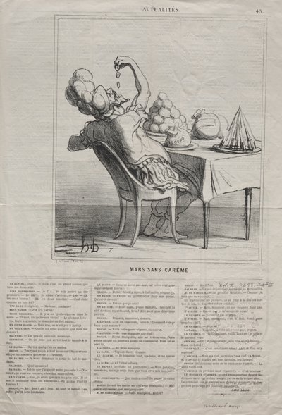 Aktualiteter nr. 43: Marts uden fastelavn, 1869. af Honoré Daumier