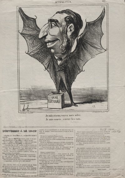 Aktualitet nr. 62: Jeg er en fugl, se mine vinger..., 1869. af Honoré Daumier