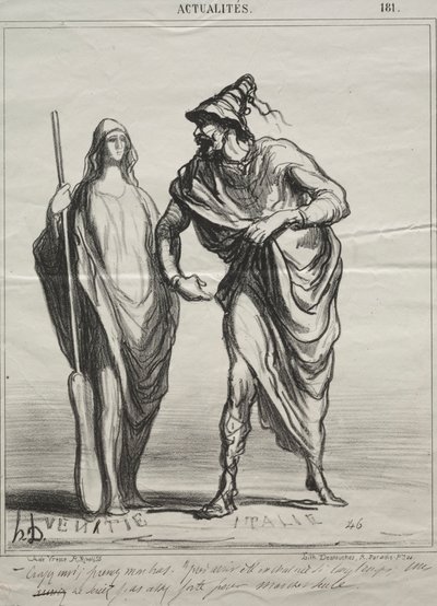 Aktualiteter, plade 181: Hvad tager du mig for! Tag min arm, 1866. af Honoré Daumier