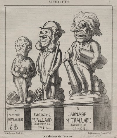 Aktualitetsplade 98: Fremtidens statuer, 1868. af Honoré Daumier