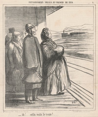 Ah! Her er endelig toget! ... af Honoré Daumier