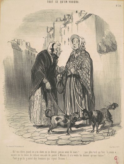 Ah! Min kære, når du har en hund... af Honoré Daumier