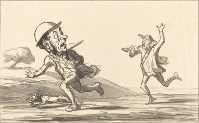 Kom nu!... det ser ud til... reserveret jagt af Honoré Daumier