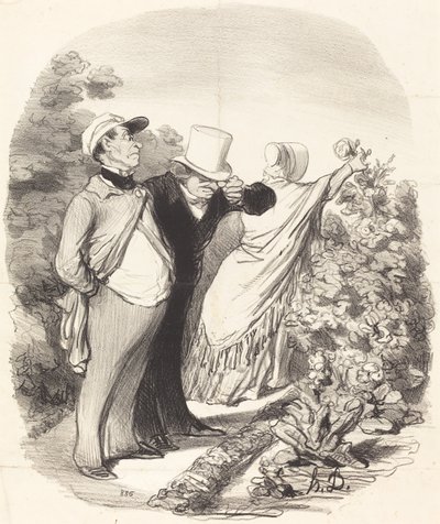 Kom nu!... her plukker hun en rose til mig... af Honoré Daumier