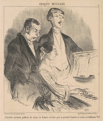 Parisiske amatører nyder Rossinis ophold af Honoré Daumier