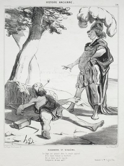 Ancient History, plade 20: Alexander og Diogenes, 14. august 1842. af Honoré Daumier