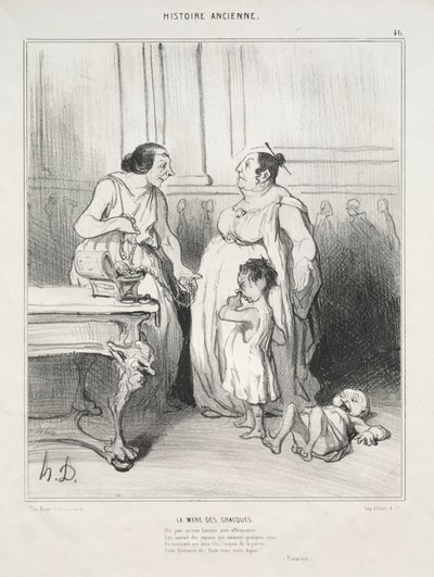 Ancient History, plade 46: The Mother of the Gracchi, 1842. af Honoré Daumier