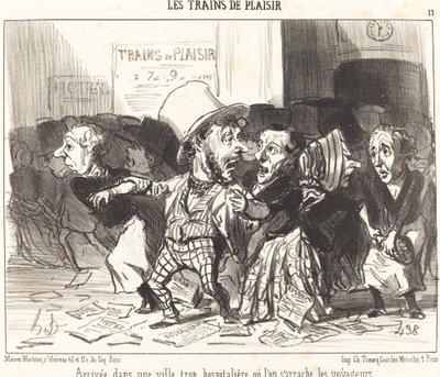 Ankomst til en by, der er for gæstfri... af Honoré Daumier