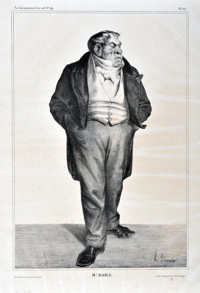 Kunstværk af Honore Daumier (1808-1879). Charivari stammer fra 1833: Serie Celebrites de la karikatur "" Mr. Baill..."" KUNSTMUSEET - PALACE LONGCHAMP, MARSEILLE af Honoré Daumier