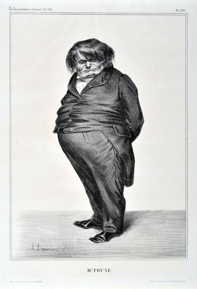 Kunstværk af Honore Daumier (1808-1879). Charivari stammer fra 1833: Serie Celebrites de la Caricature "" M. Plum"" KUNSTMUSEUM - PALAIS LONGCHAMP, MARSEILLE af Honoré Daumier