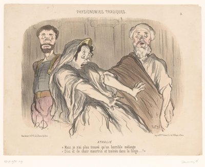 Atalja ser et skræmmende syn Athalie (titel på objekt) Tragic Faces (serietitel) Physionomies tragiques (serietitel om objekt) af Honoré Daumier