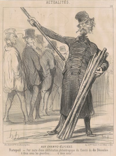 På Champs-Elysées, Ratapoil. Som et resultat af en filantropisk drøftelse [sic] i udvalget den tiende december ... to cents til klubben ... to cents ... af Honoré Daumier