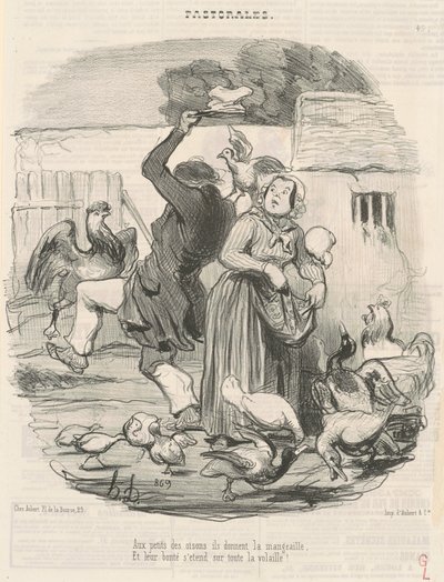 Til ungerne af gæslingene giver de mad... af Honoré Daumier