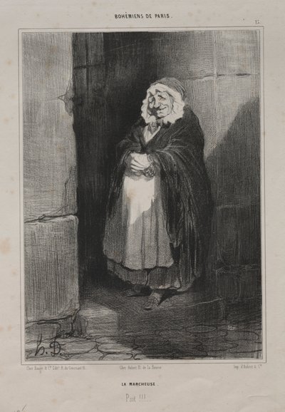 Bohemians of Paris, plade 15: Fodgængeren eller den store syge kvinde, 1841. af Honoré Daumier