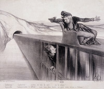 Tegneserie af Daumier "" Les Chemins de Fer"", nd. 19. århundrede af Honoré Daumier
