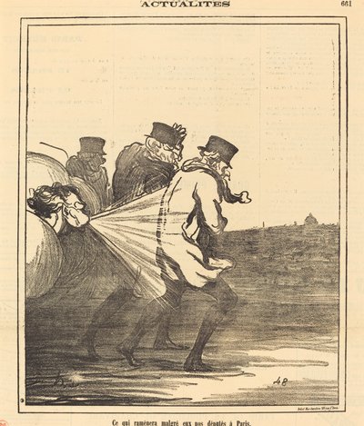 Hvilket vil bringe... vores deputerede tilbage til Paris af Honoré Daumier