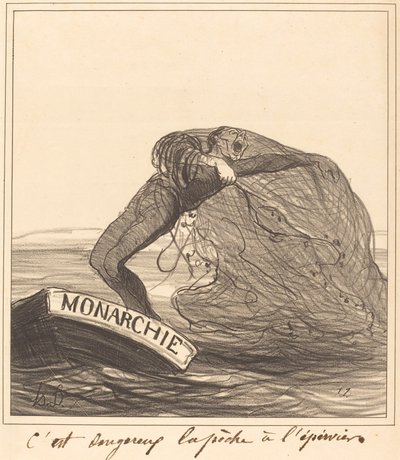 Det er farligt, kastenetfiskeri af Honoré Daumier