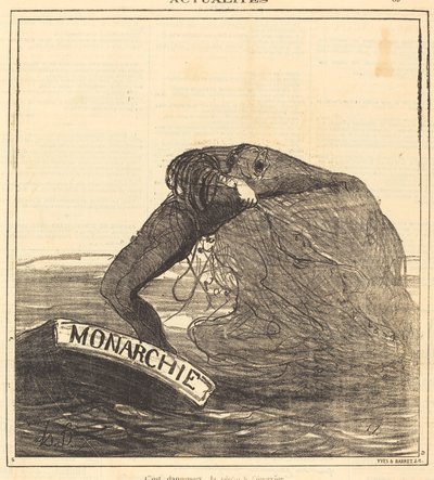 Det er farligt, kastenetfiskeri af Honoré Daumier