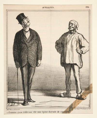 Hvor hurtigt en kandidats rygrad retter sig!, fra Actualites af Honoré Daumier