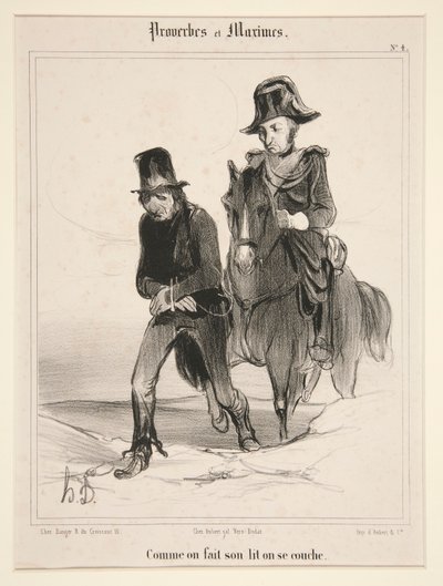 Som man reder sin seng, lægger man sig flad 4 fra Ordsprog og Maxims af Honoré Daumier