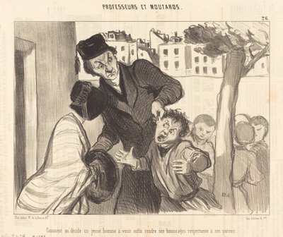Hvordan beslutter du, at en ung mand skal komme... af Honoré Daumier