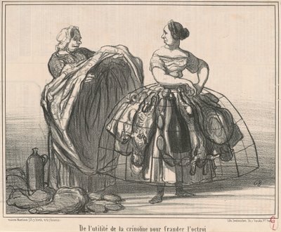 Om krinolinens nytte til at snyde bevillingen af Honoré Daumier
