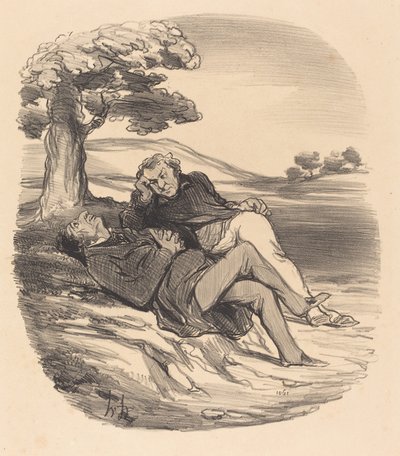 Sød fritid af en pensioneret byggemarked... af Honoré Daumier