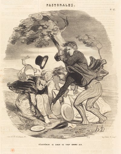 Ulejlighed ved at spise under åben himmel af Honoré Daumier