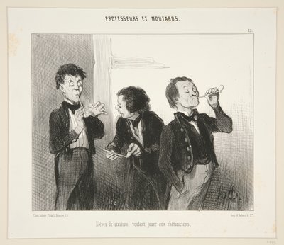 Sjette klasser, der vil lege retorikere; #15 af professorer og sennep af Honoré Daumier
