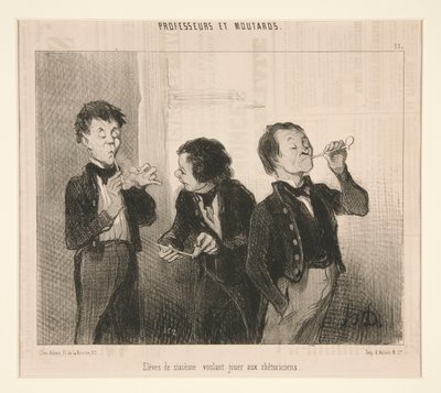 Elever i sjette klasse, der vil spille retorikere, fra professorer og Moutards af Honoré Daumier