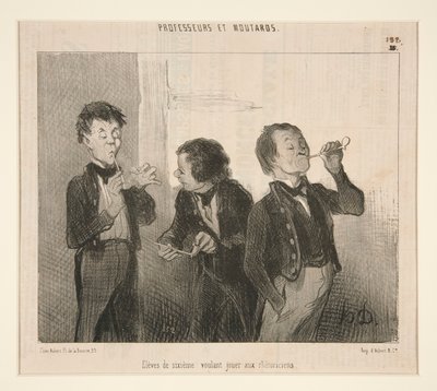 Elever i sjette klasse, der vil spille retorikere, fra professorer og Moutards af Honoré Daumier