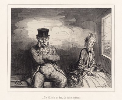 På jernbanen... En behagelig nabo af Honoré Daumier