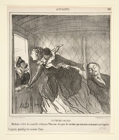 I toget: Madame ringede på døren af Honoré Daumier