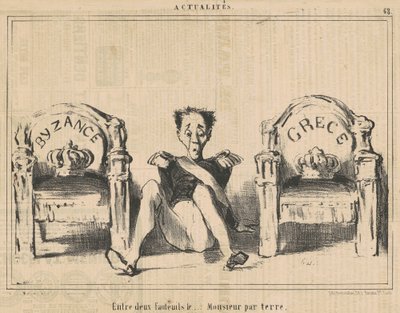 Mellem to lænestole, herren på gulvet af Honoré Daumier