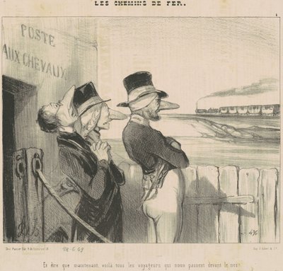 Og... Voila... De rejsende, der passerer os foran vores næse! af Honoré Daumier