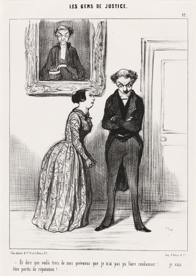 Og at tænke på, at her er tre... advaret om, at jeg ikke kunne få dem dømt!... af Honoré Daumier