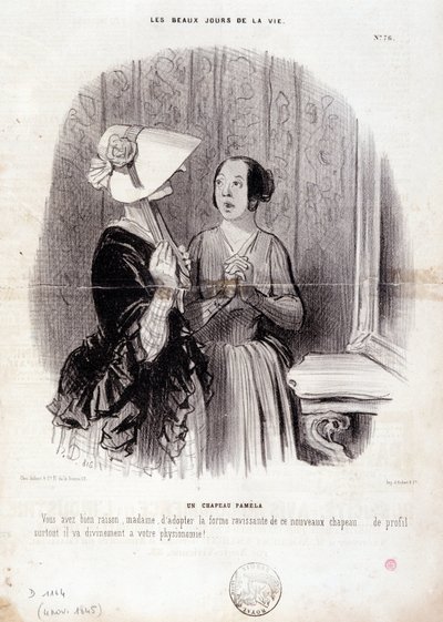 Mode tegneserie. Serie "" Livets smukke dage"": "" En Pamela hat..."" den 4. november af Honoré Daumier