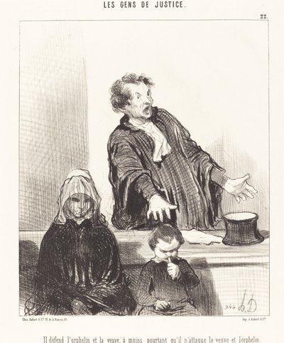 Han forsvarer den forældreløse og enken, medmindre... af Honoré Daumier