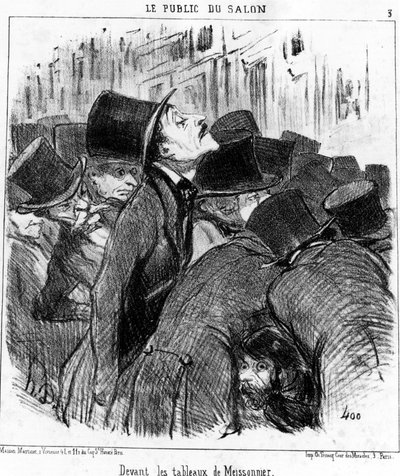 Foran Meissonniers malerier, taget fra “” Paintings and Salons”, tegneserieserie af Honore Daumier (1808-1879). “Charivari” af Honoré Daumier