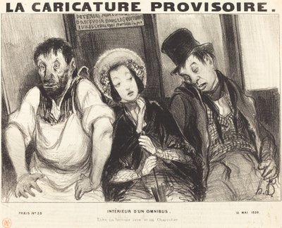 Interiør af en omnibus af Honoré Daumier